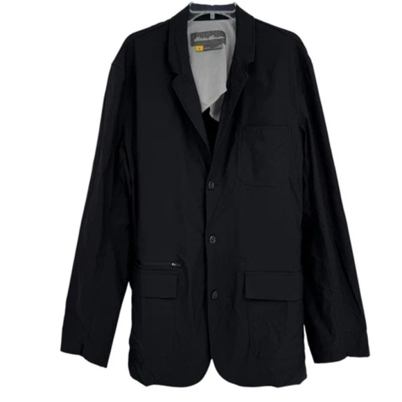 Eddie Bauer Travex Voyager Blazer Jacket Nylon Stretch Mens Size 48 T Black - Picture 1 of 7